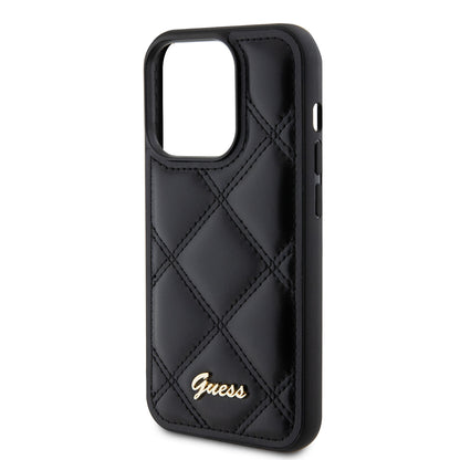 Funda para Apple iPhone 15 Pro, Guess, Quilted Metal Logo, Negra