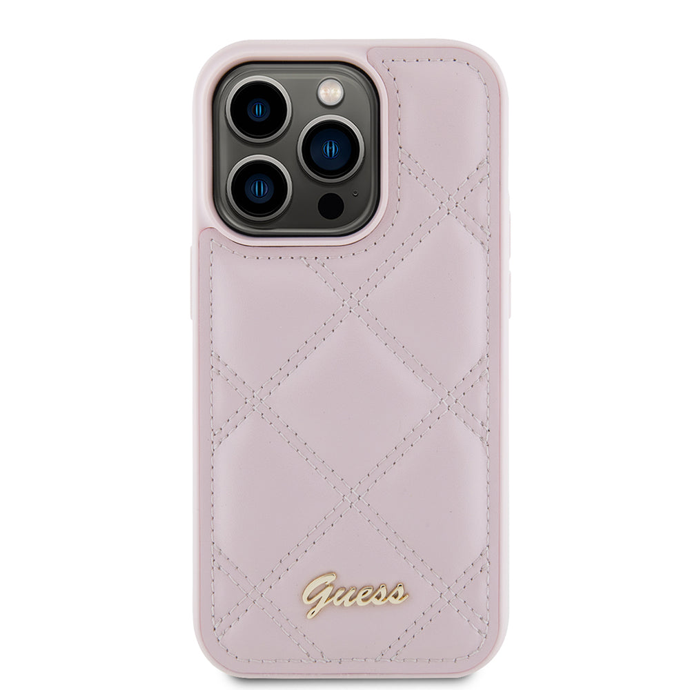Funda para Apple iPhone 15 Pro, Guess, Quilted Metal Logo, Rosa