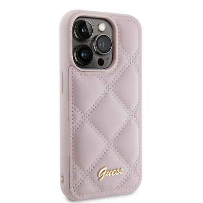 Funda para Apple iPhone 15 Pro, Guess, Quilted Metal Logo, Rosa