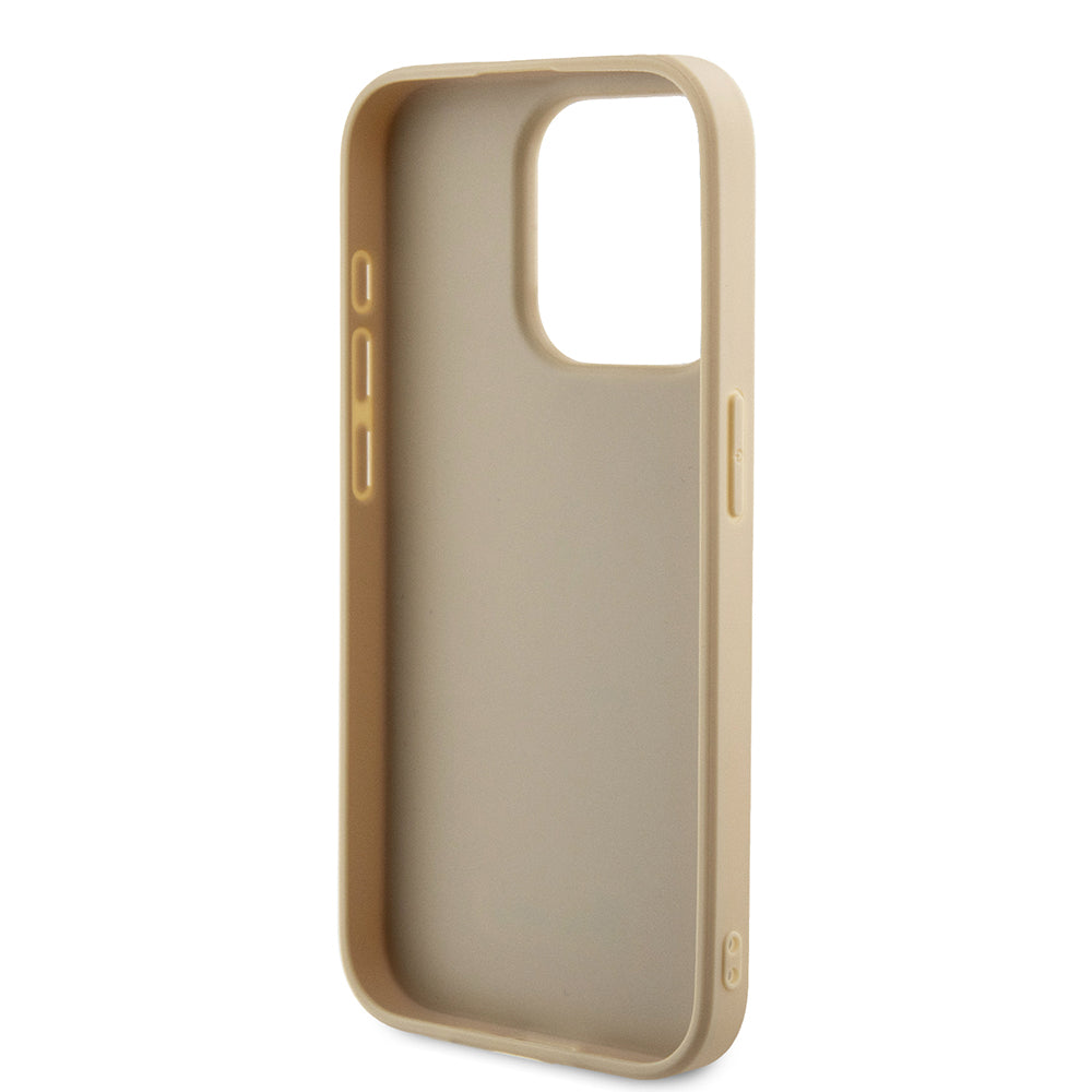 Funda para Apple iPhone 15 Pro, Guess, Saffiano Iridescent Script, Dorada