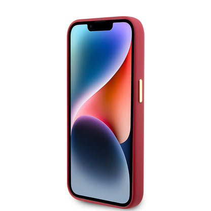 Funda para Apple iPhone 15 Pro, Guess, Script Metal Logo & Frame, Roja