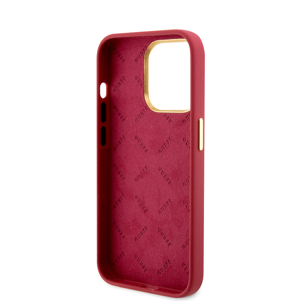 Funda para Apple iPhone 15 Pro, Guess, Script Metal Logo & Frame, Roja
