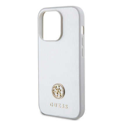 Funda para Apple iPhone 15 Pro, Guess, Strass Metal Logo, Plateada