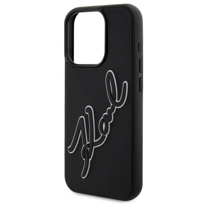 Case for Apple iPhone 15 Pro, Karl Lagerfeld, 3D Rubber Signature, Black