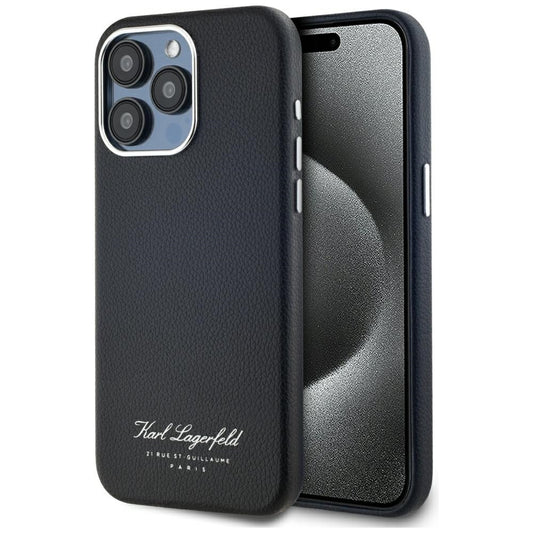 Funda para Apple iPhone 15 Pro, Karl Lagerfeld, Grained Hotel RSG, Negra