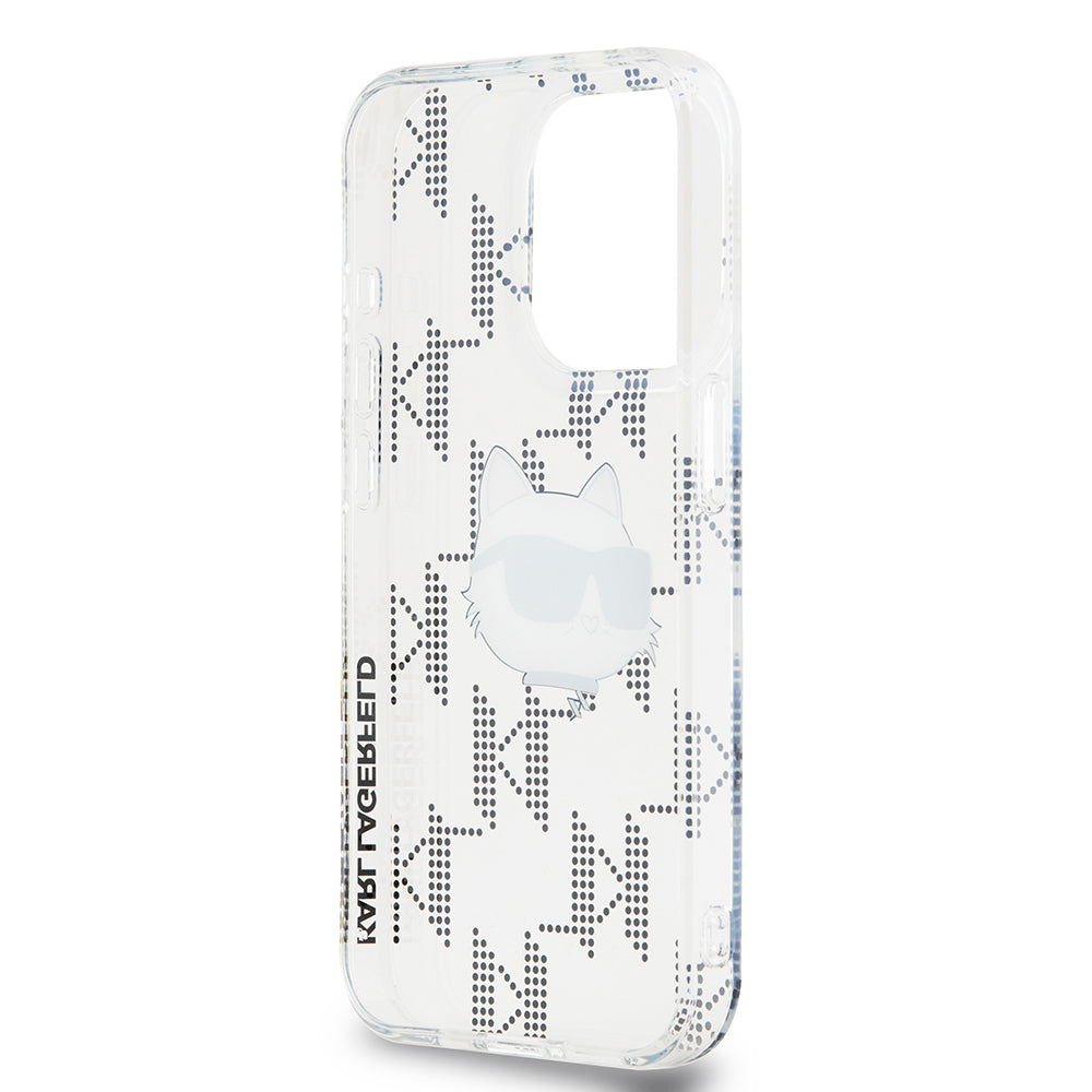 Funda para Apple iPhone 15 Pro, Karl Lagerfeld, IML Electroplated Choupette Head, Transparente