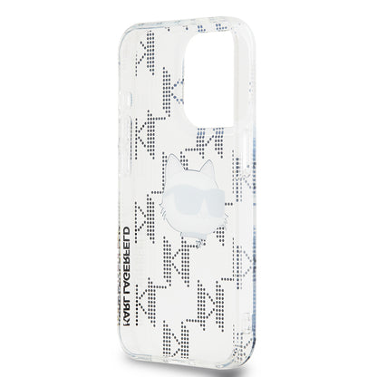 Funda para Apple iPhone 15 Pro, Karl Lagerfeld, IML Electroplated Choupette Head, Transparente
