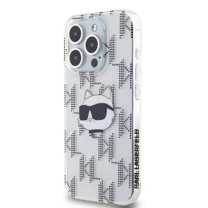 Funda para Apple iPhone 15 Pro, Karl Lagerfeld, IML Electroplated Choupette Head, Transparente
