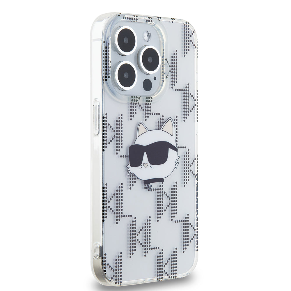 Funda para Apple iPhone 15 Pro, Karl Lagerfeld, IML Electroplated Choupette Head, Transparente