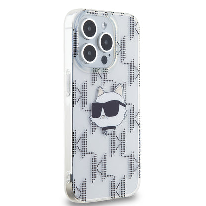 Funda para Apple iPhone 15 Pro, Karl Lagerfeld, IML Electroplated Choupette Head, Transparente