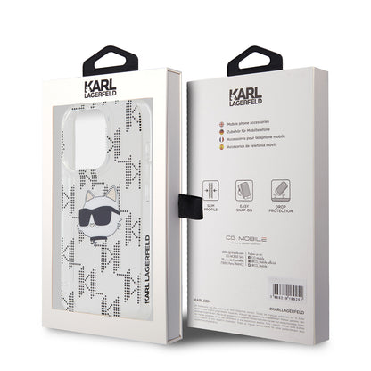 Funda para Apple iPhone 15 Pro, Karl Lagerfeld, IML Electroplated Choupette Head, Transparente