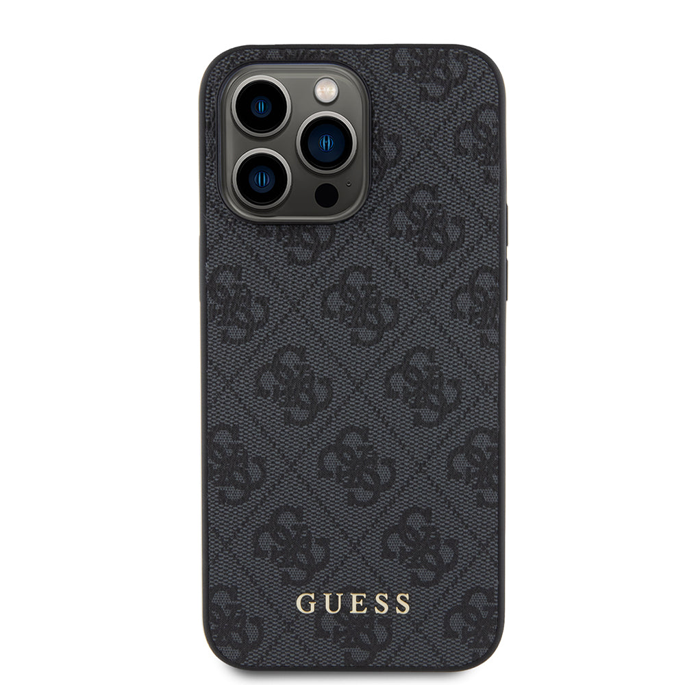 Funda para Apple iPhone 15 Pro Max, Guess, 4G Metal Gold Logo, Gris