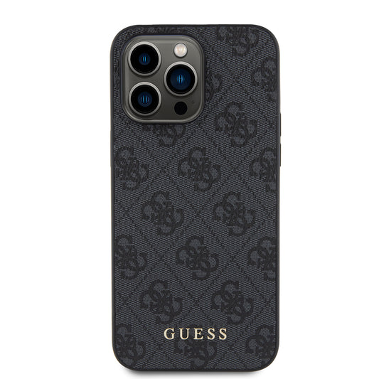 Funda para Apple iPhone 15 Pro Max, Guess, 4G Metal Gold Logo, Gris