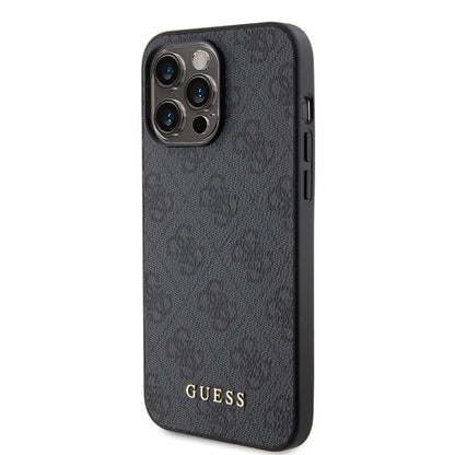 Funda para Apple iPhone 15 Pro Max, Guess, 4G Metal Gold Logo, Gris
