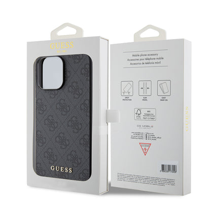 Funda para Apple iPhone 15 Pro Max, Guess, 4G Metal Gold Logo, Gris