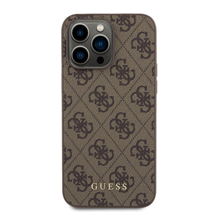 Funda para Apple iPhone 15 Pro Max, Guess, 4G Metal Gold Logo, Marrón
