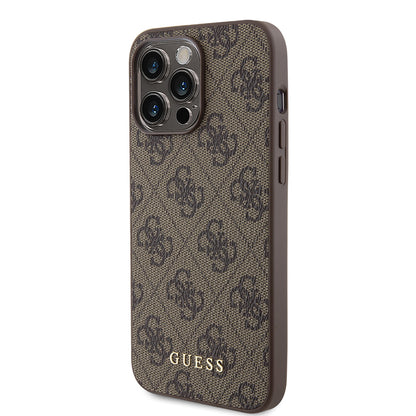 Funda para Apple iPhone 15 Pro Max, Guess, 4G Metal Gold Logo, Marrón