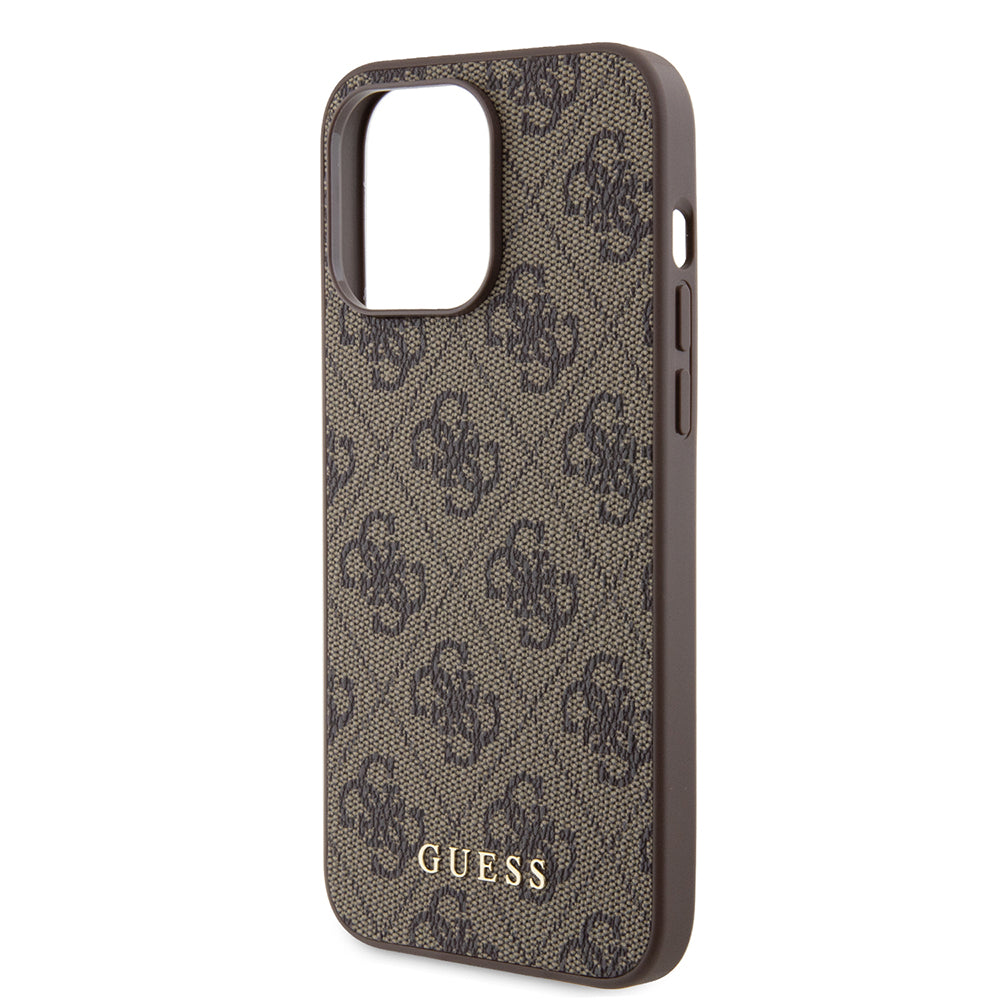 Funda para Apple iPhone 15 Pro Max, Guess, 4G Metal Gold Logo, Marrón