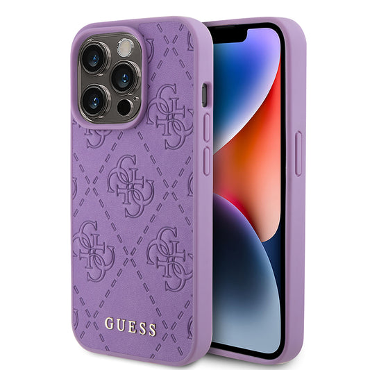 Funda para Apple iPhone 15 Pro Max, Guess, 4G Estampado, Lila Claro