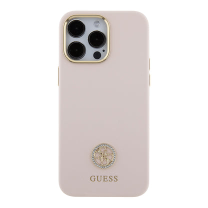 Funda para Apple iPhone 15 Pro Max, Guess, 4G Strass Metal Logo, Rosa