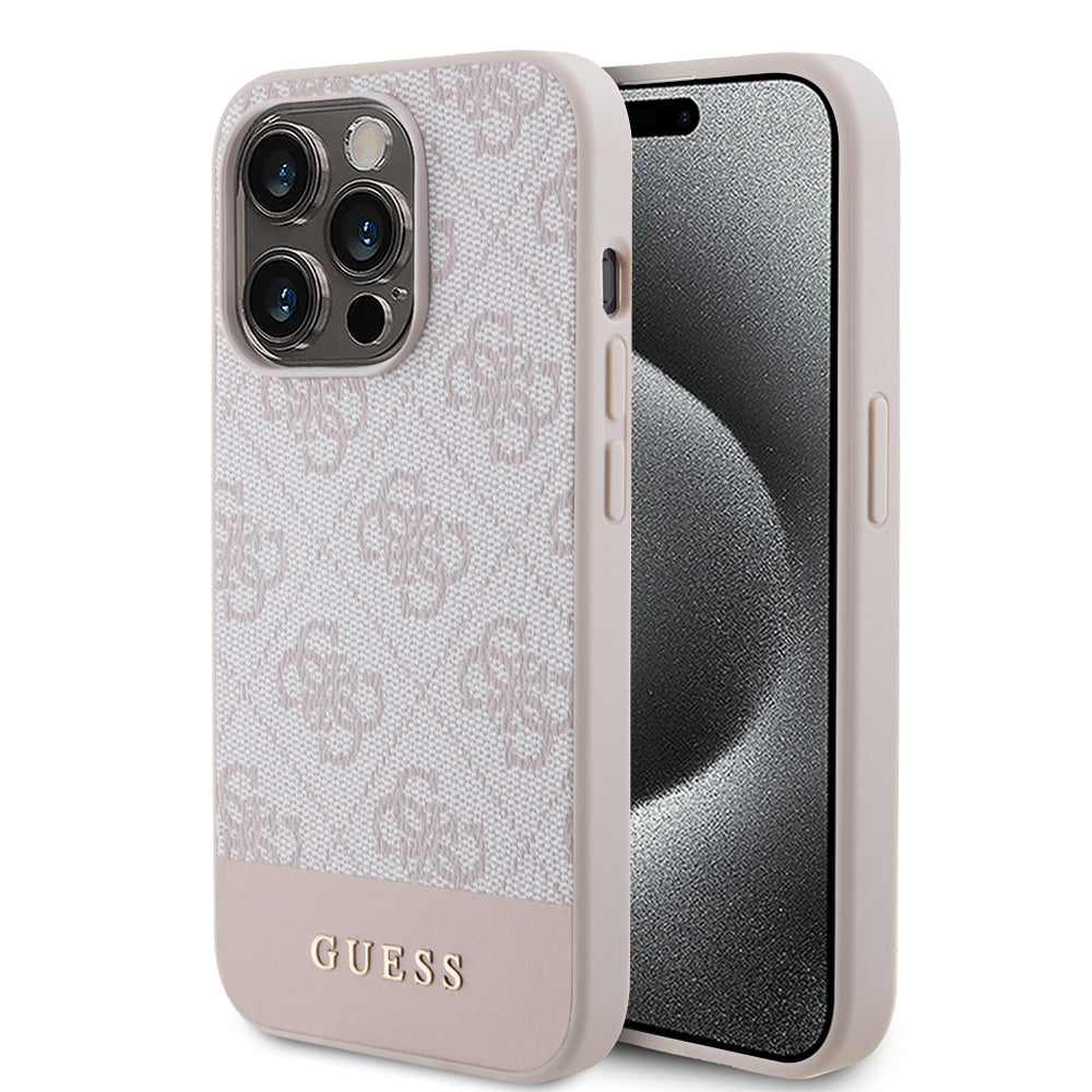 Funda para Apple iPhone 15 Pro Max, Guess, 4G Stripe, Rosa