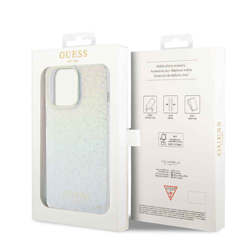 Funda para Apple iPhone 15 Pro Max, Guess, IML Faceted Mirror Disco Iridescent, Multicolor