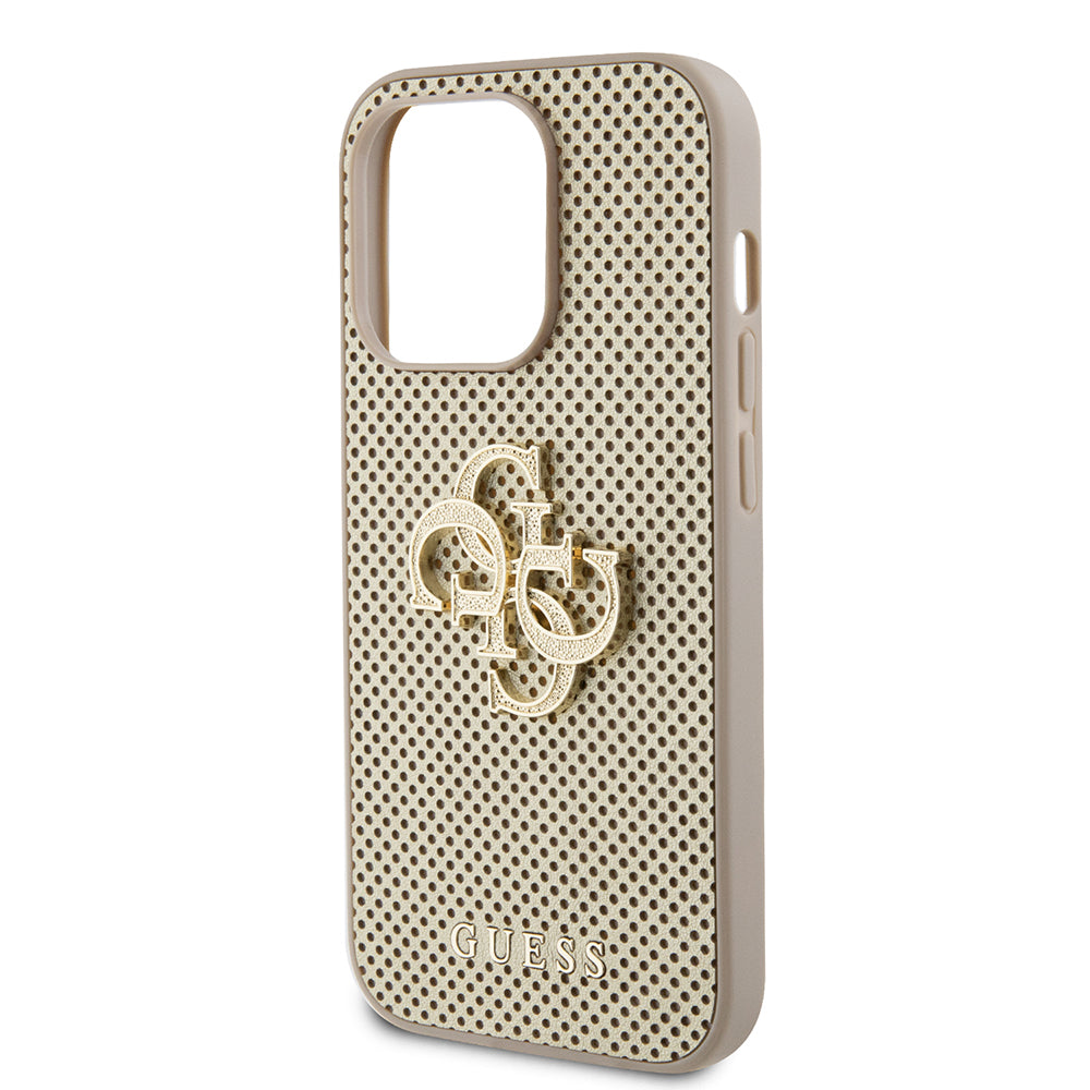 Funda para Apple iPhone 15 Pro Max, Guess, Perforated 4G, Dorada.