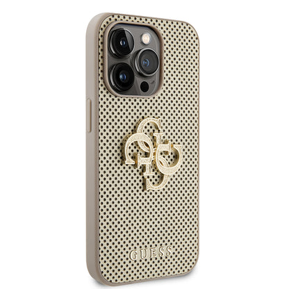 Funda para Apple iPhone 15 Pro Max, Guess, Perforated 4G, Dorada.