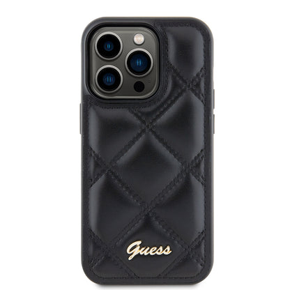 Funda para Apple iPhone 15 Pro Max, Guess, Quilted Metal Logo, Negra