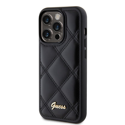 Funda para Apple iPhone 15 Pro Max, Guess, Quilted Metal Logo, Negra