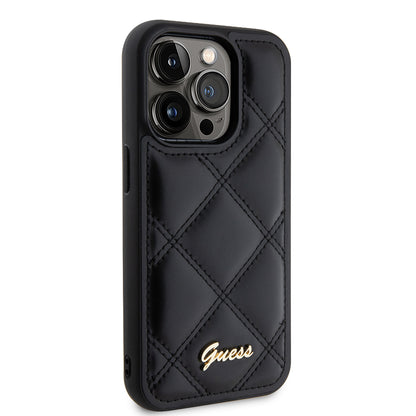 Funda para Apple iPhone 15 Pro Max, Guess, Quilted Metal Logo, Negra
