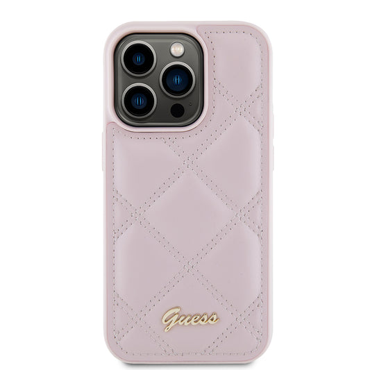 Funda para Apple iPhone 15 Pro Max, Guess, Quilted Metal Logo, Rosa