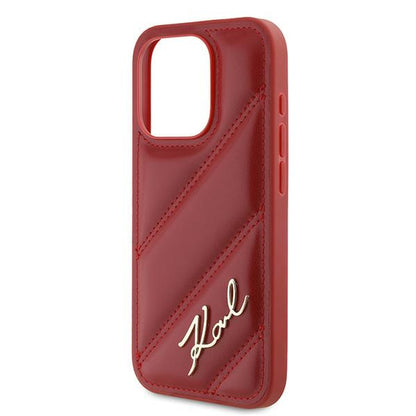 Funda para Apple iPhone 15 Pro Max, Karl Lagerfeld, Diagonal Quilted Script, Rosa