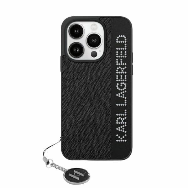 Funda para Apple iPhone 15 Pro Max, Karl Lagerfeld, Saffiano Rhinestones & Charm, Negra