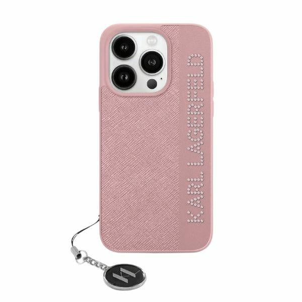 Funda para Apple iPhone 15 Pro Max, Karl Lagerfeld, Saffiano Rhinestones & Charm, Rosa