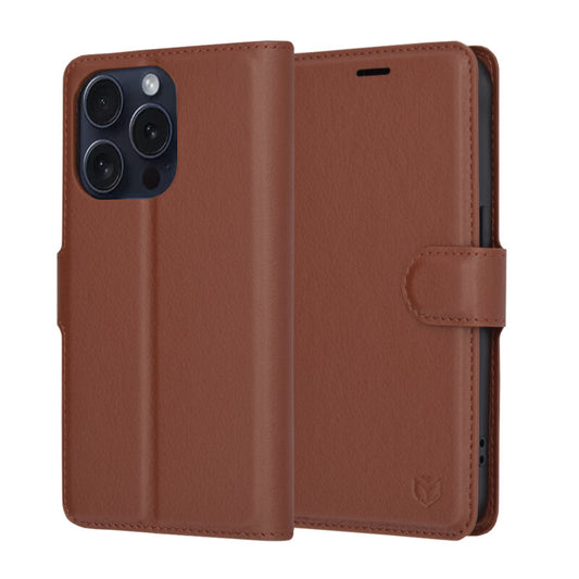 Funda para Apple iPhone 15 Pro, Techsuit, Leather Folio, Marrón