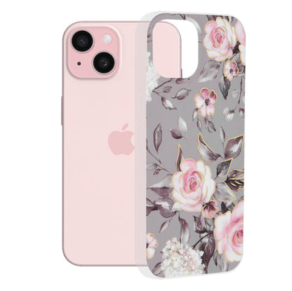 Funda para Apple iPhone 15, Techsuit, Marble, Gris