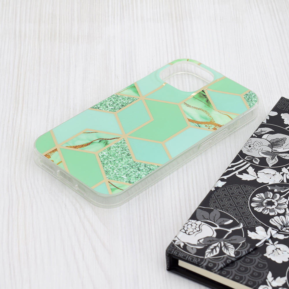 Funda para Apple iPhone 15, Techsuit, Marble, Verde