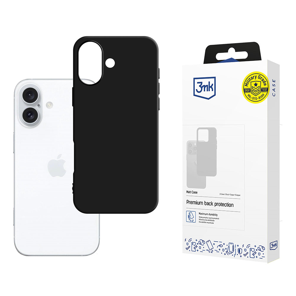 Funda para Apple iPhone 16, 3MK, Negra Mate