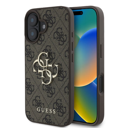 Funda para Apple iPhone 16, Guess, 4G Big Logo, Marrón