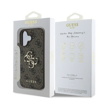 Funda para Apple iPhone 16, Guess, 4G Big Logo, Marrón