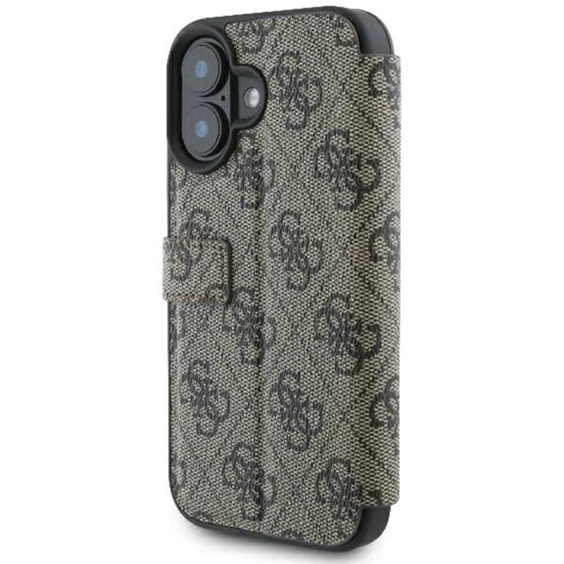 Funda para Apple iPhone 16, Guess, 4G Book, Marrón