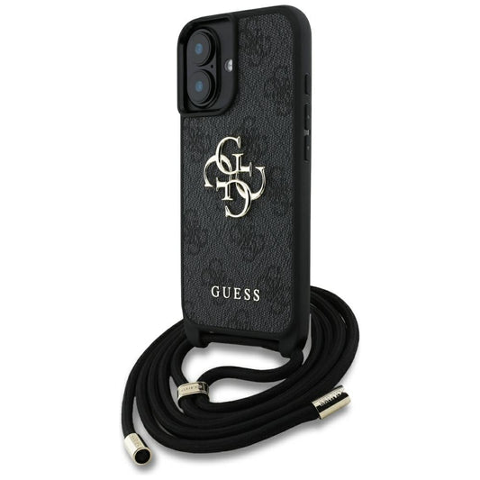 Funda para Apple iPhone 16, Guess, 4G CBDY Big Logo con Correa, Negra