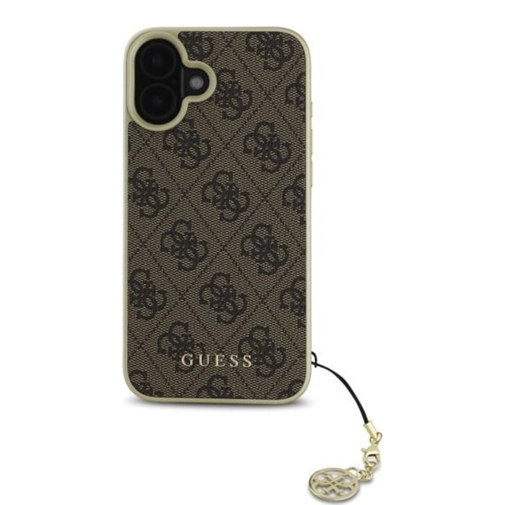 Funda para Apple iPhone 16, Guess, 4G Charm, Marrón
