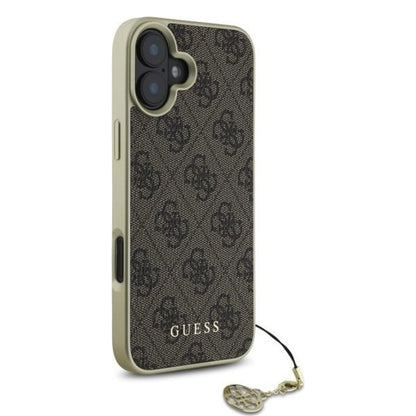 Funda para Apple iPhone 16, Guess, 4G Charm, Marrón