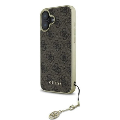 Funda para Apple iPhone 16, Guess, 4G Charm, Marrón