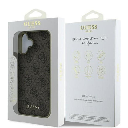 Funda para Apple iPhone 16, Guess, 4G Charm, Marrón