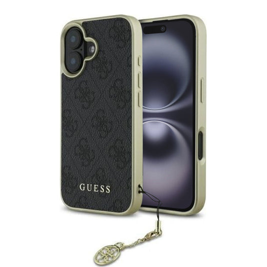 Funda para Apple iPhone 16, Guess, 4G Charm, Negra