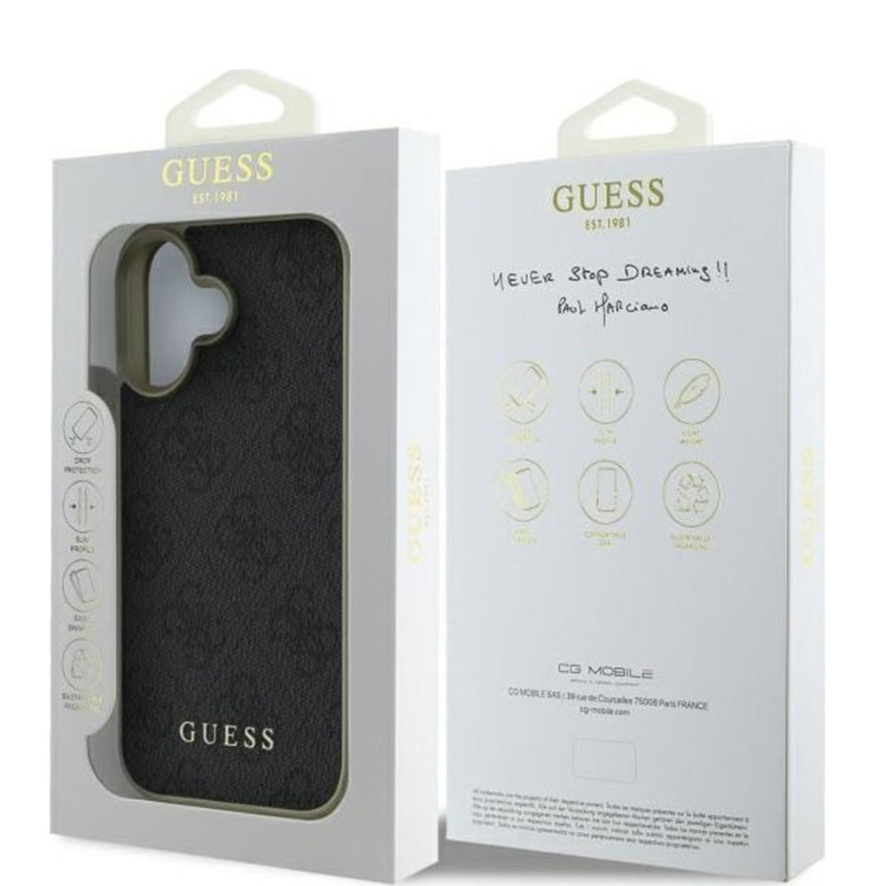 Funda para Apple iPhone 16, Guess, 4G Charm, Negra