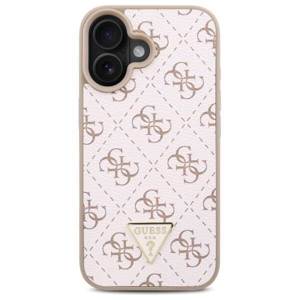 Funda para Apple iPhone 16, Guess, 4G Triangle Logo, Blanca